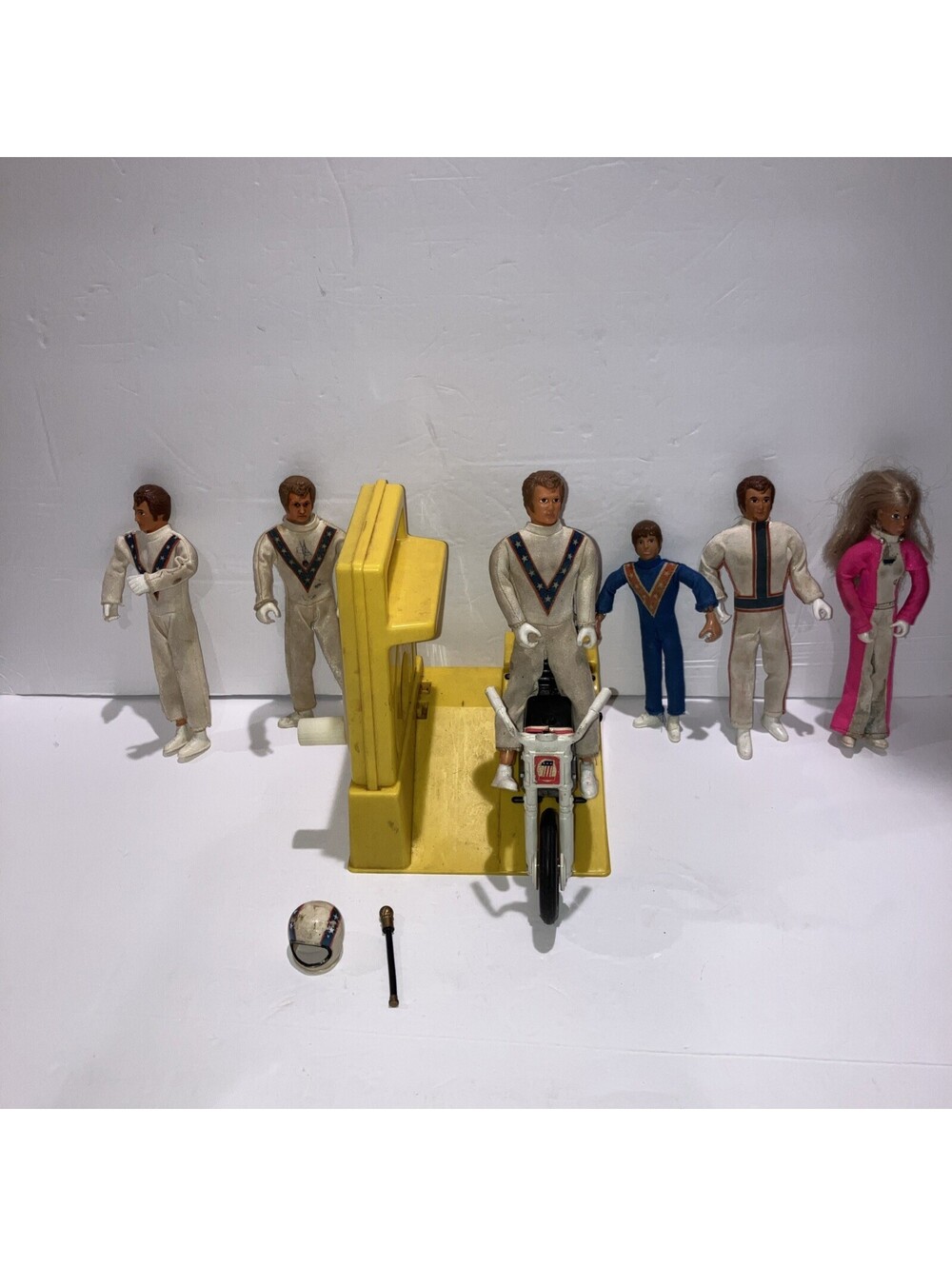 Vintage 1973 Vintage Evel Knievel Stunt Cycle Motorcycle Bike action figure lot